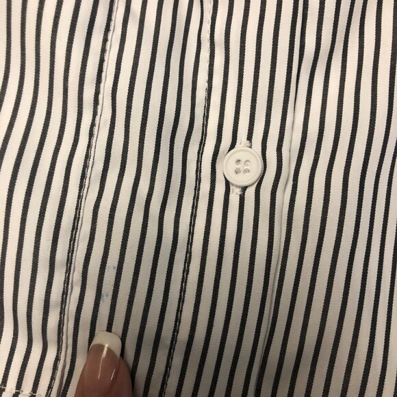 Jules & James Shirt Womens Size Medium Oversized Black White Striped Long Sleeve - Picture 8 of 9
